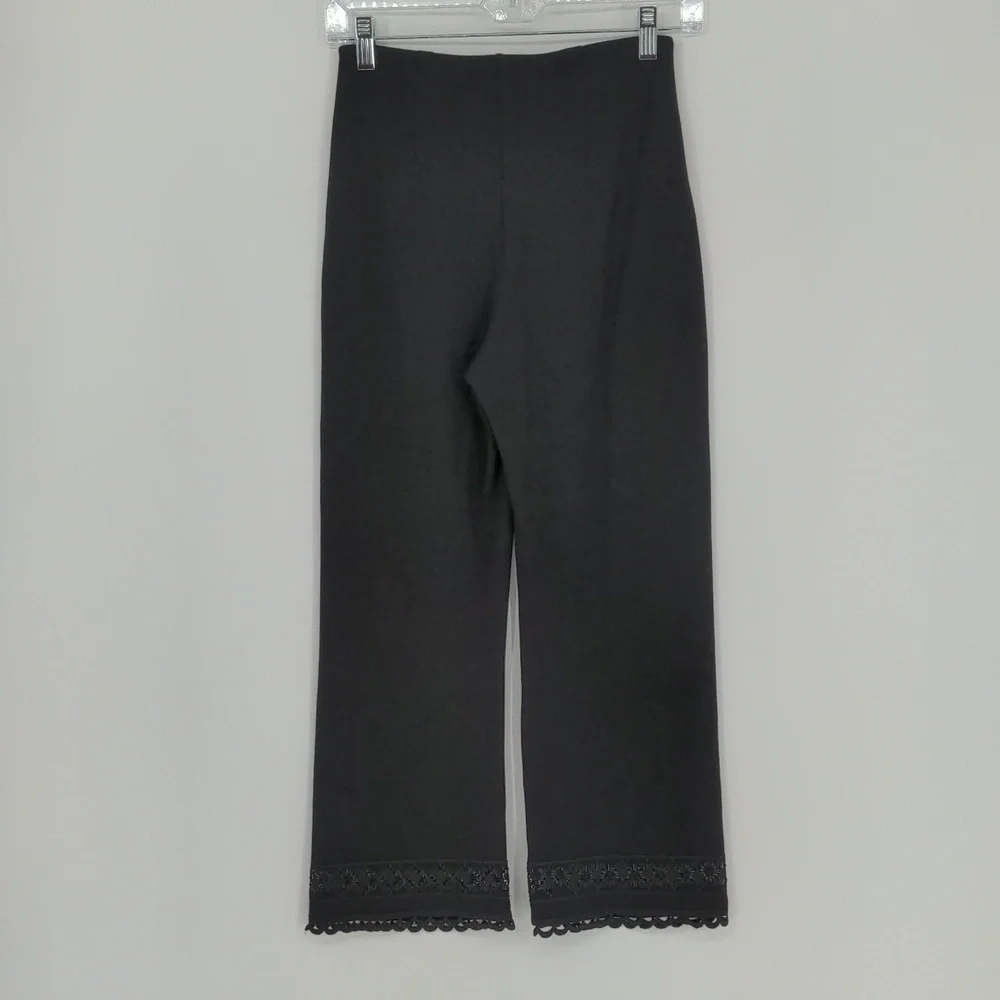 Lysse‎ Raya Womens Lace Trim High Rise Cropped Pants Size Extra Small Black - Picture 7 of 12